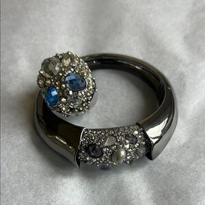 Alexis Bittar Silver and Blue Crystal Bracelet & Ring Set